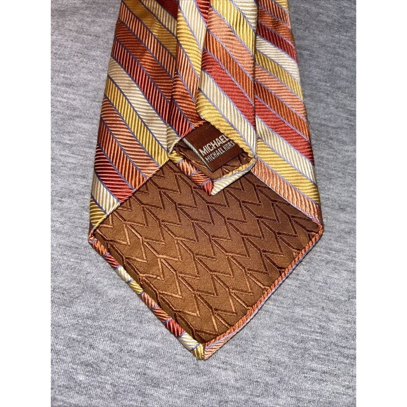 Michael Kors Orange/Gold/Blue Silk Necktie, Great Condition, Used, Bright Colors - Picture 6 of 12